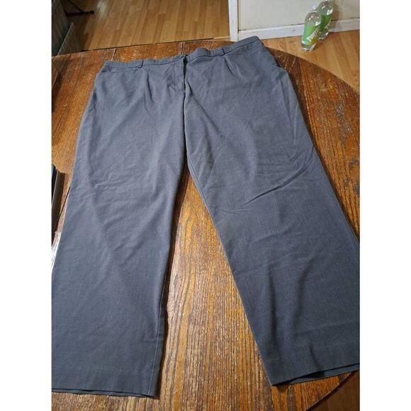 Suze 24WP George Think Slim Grey Flat Front Dress Pants High Rise Waist Trousers - Picture 1 of 3